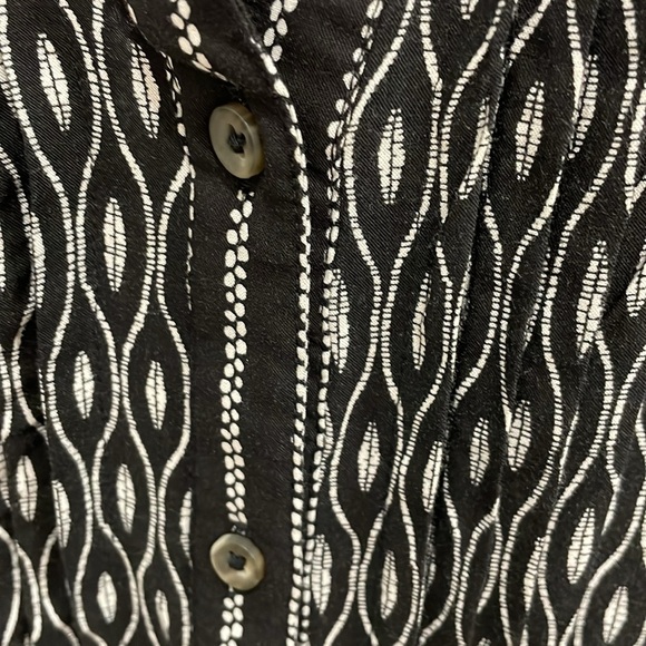 Maeve Anthropology Boho Tunic button up Rayon Top Size 8 medium black and white - Picture 6 of 13